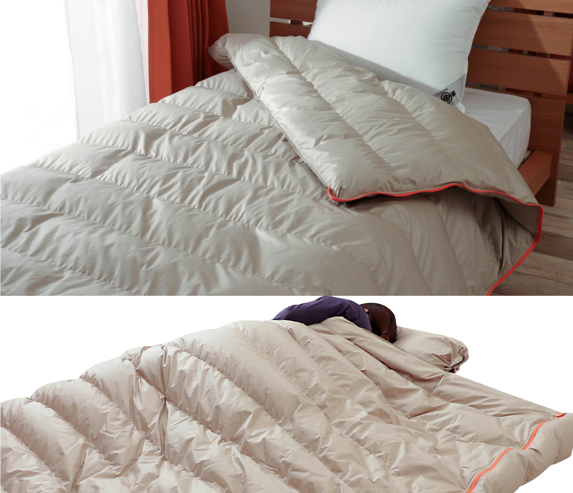 寝袋にもなる多機能羽毛布団